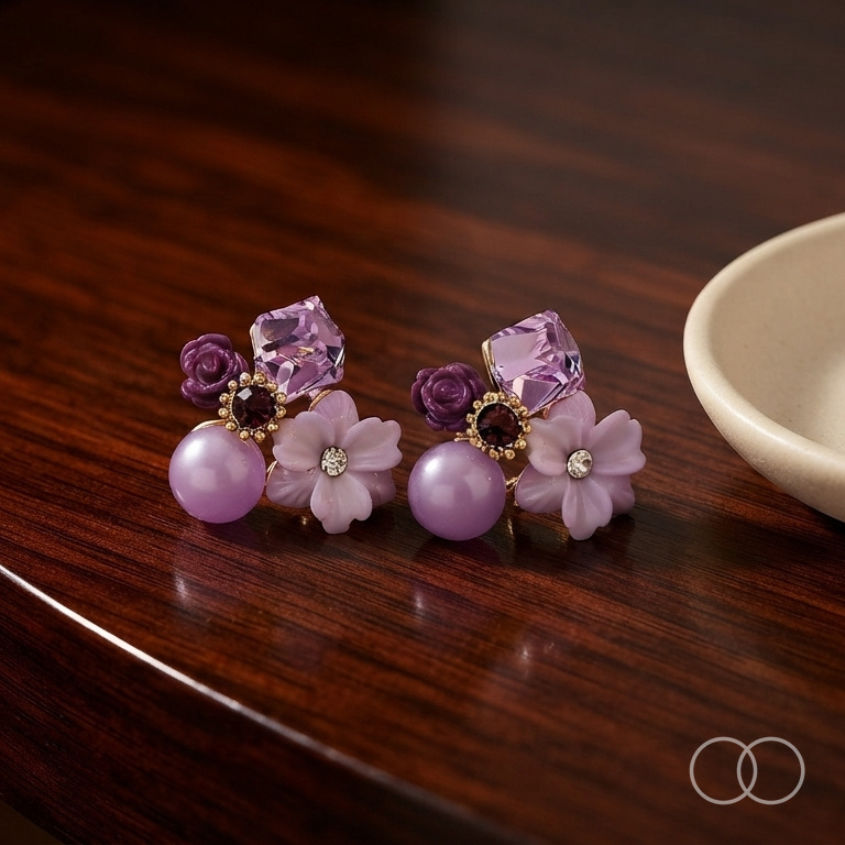 The pair on a polished walnut table beside a plain ceramic dish