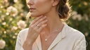 The Solitaire Silver trio worn, pendant on a fine chain with the matching ring and stud