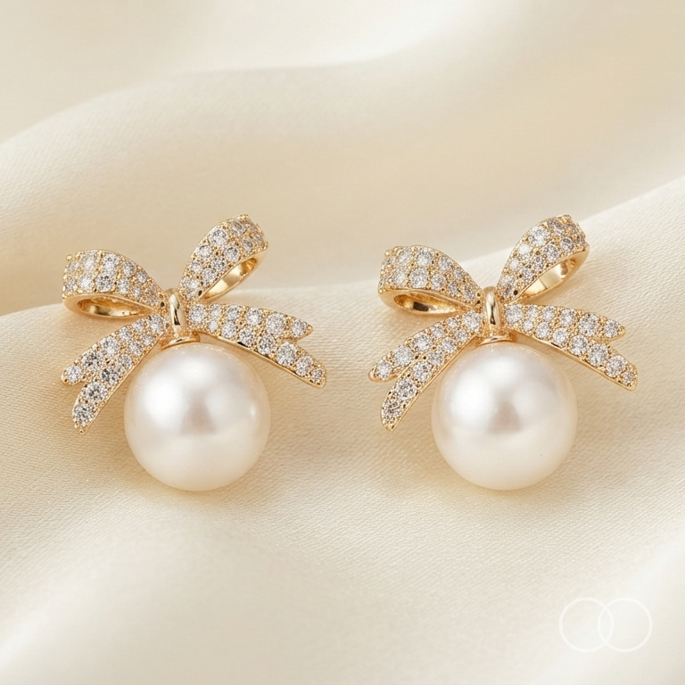 [RB-ER-002] Bow & Pearl studs