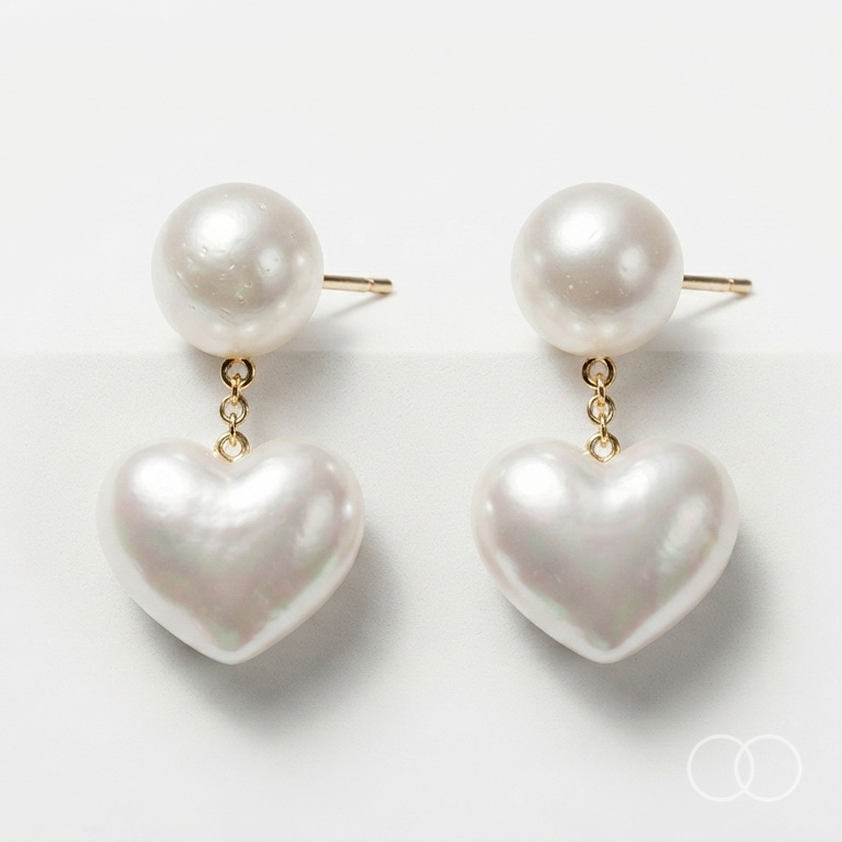 [RB-ER-005] Pearl Heart studs